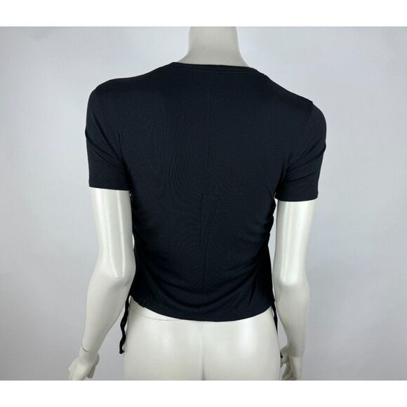 Lululemon Side Cinch Ribbed T-Shirt Black Women 6? Stretch Modal Crew Neck Yoga - Picture 3 of 12